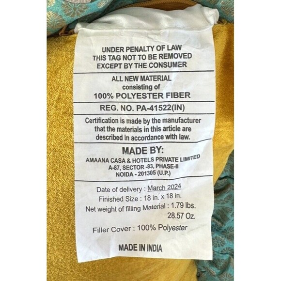 2 World Travel dancer couch Throw Pillow Mustard/Yellow Fancy Embroidered 20x20 - Picture 3 of 7